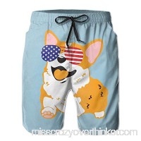 Corgi American Flag Patriotic Sunglasses Swim Trunks Mens & Boys Swim Shorts Quick Dry Board Shorts with Pockets Large B07G74S4DZ
